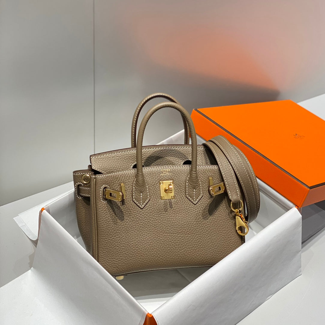 Hermes Birkin 20Cm Etoupe Togo Leather Gold Hardware