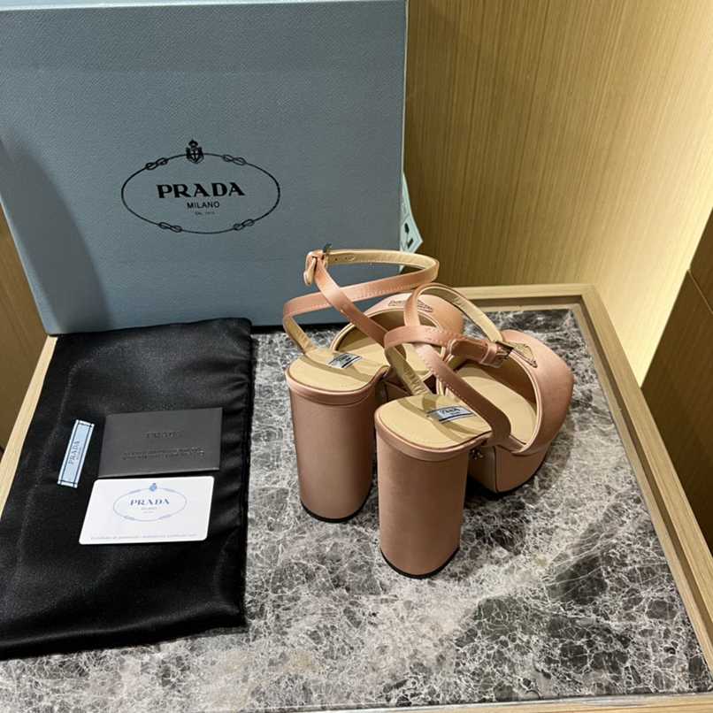 Prada High-Heeled Satin Beige Sandals