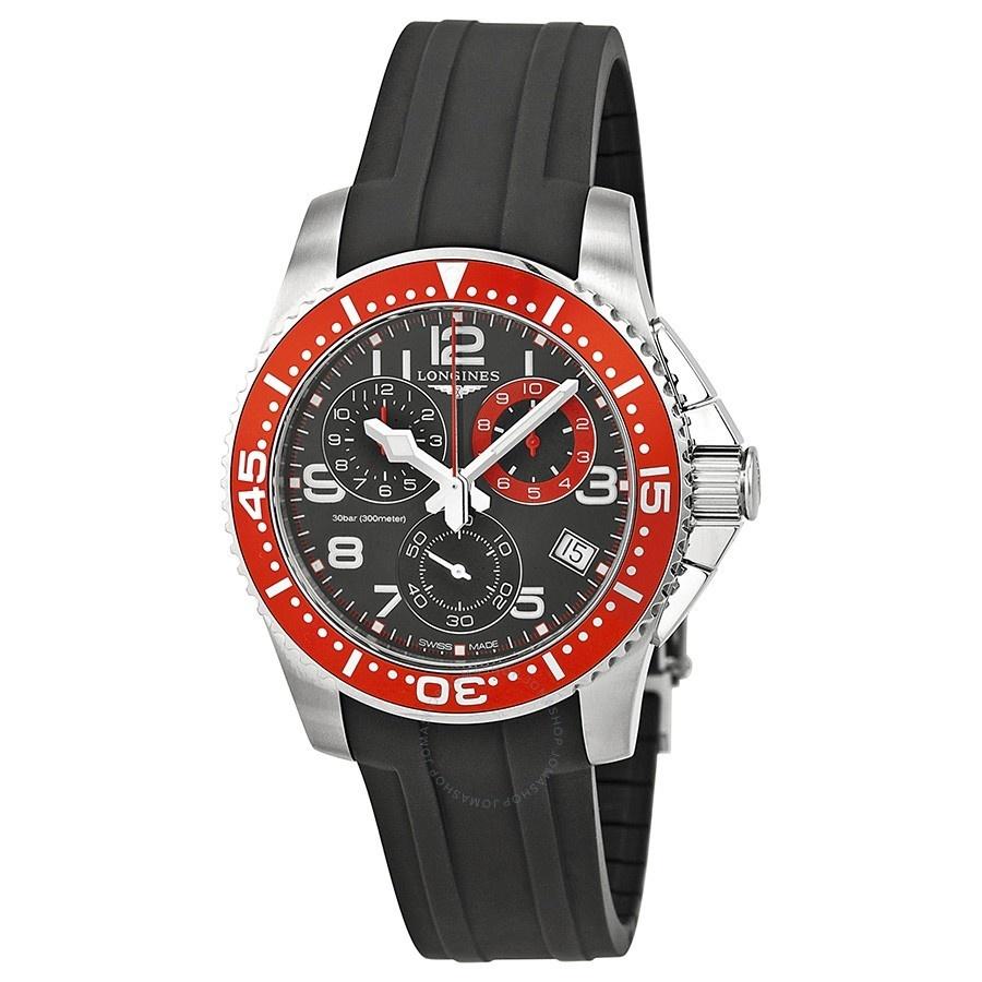 Longines Men's L36904592 HydroConquest Chronograph Black Rubber Watch