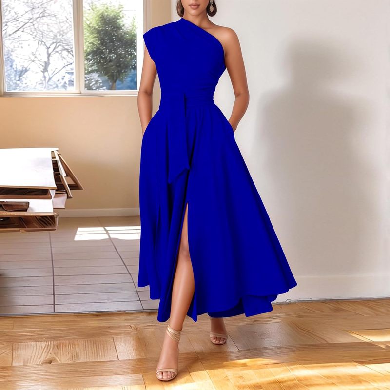 One Shoulder Dresses for Women Elegant Asymmetrical A Line Dress