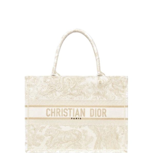 DIOR MEDIUM BOOK TOTE GOLD TONE TOILE JOUY EMBROIDERY/ 36CM
