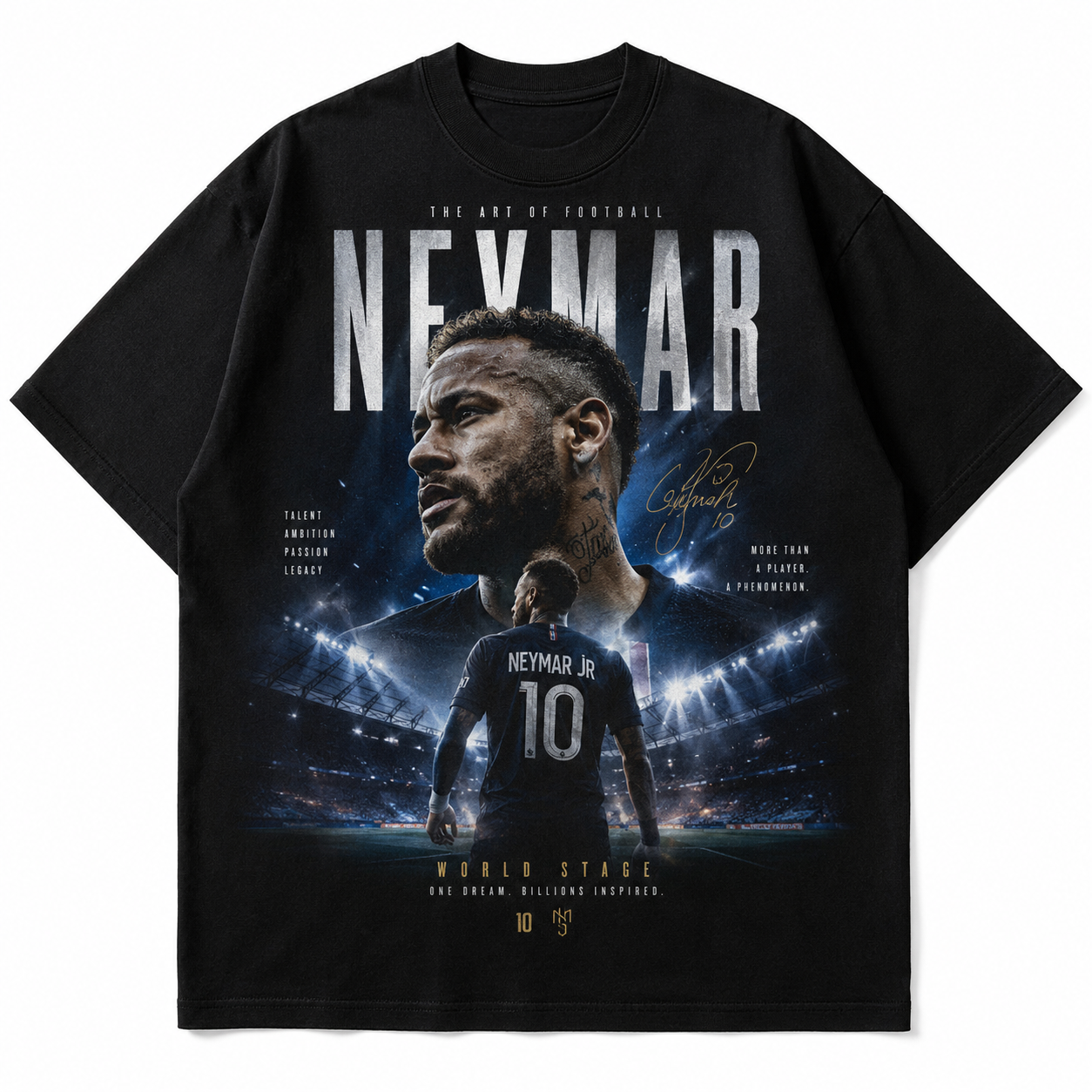 Neymar World Cup Printed T-Shirt  Unisex Loose Fit T-Shirt 100% Cotton Soft Comfortable Summer Casual Printed Top