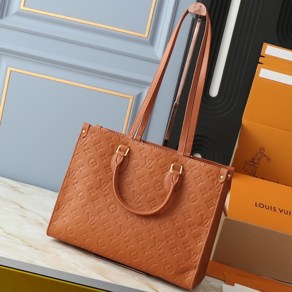 Louis Vuitton On The Go MM Monogram Empreinte Leather Cognac 35Cm M12775