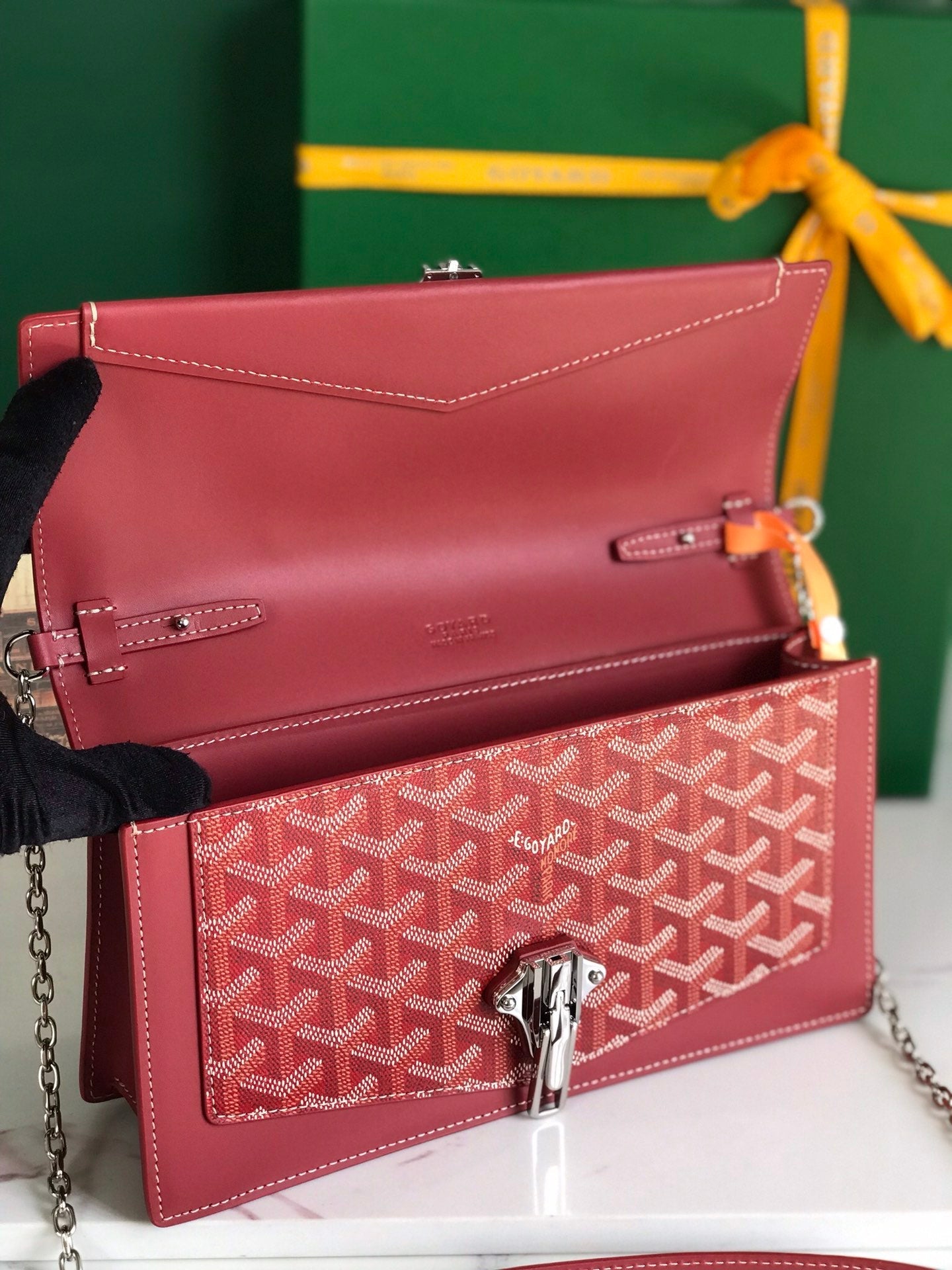 Goyard Duchesse Marie-Caroline Bag 25 Cm Red Goyardine Canvas And Smooth Calfskin