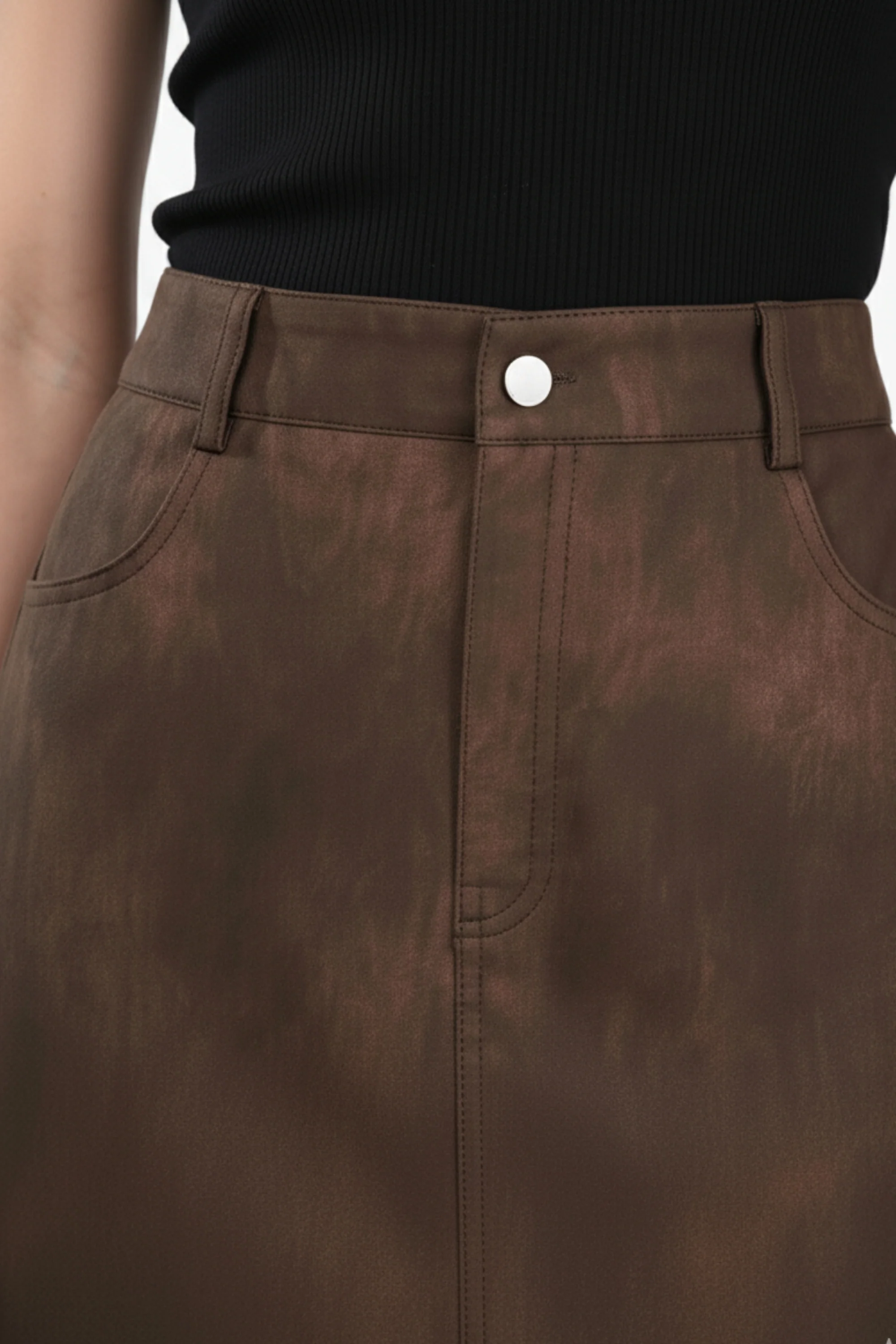 Autumn Tan Leather Skirt