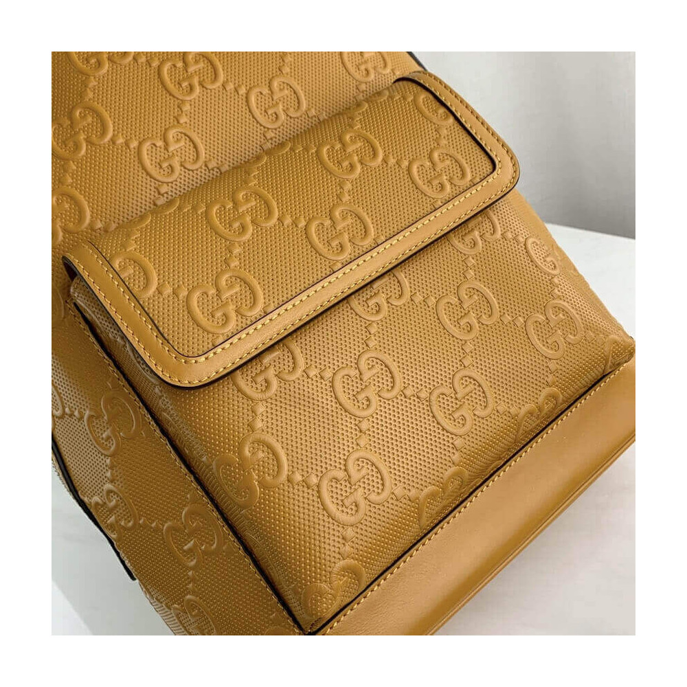 Gucci GG Embossed Backpack in Yellow Leather