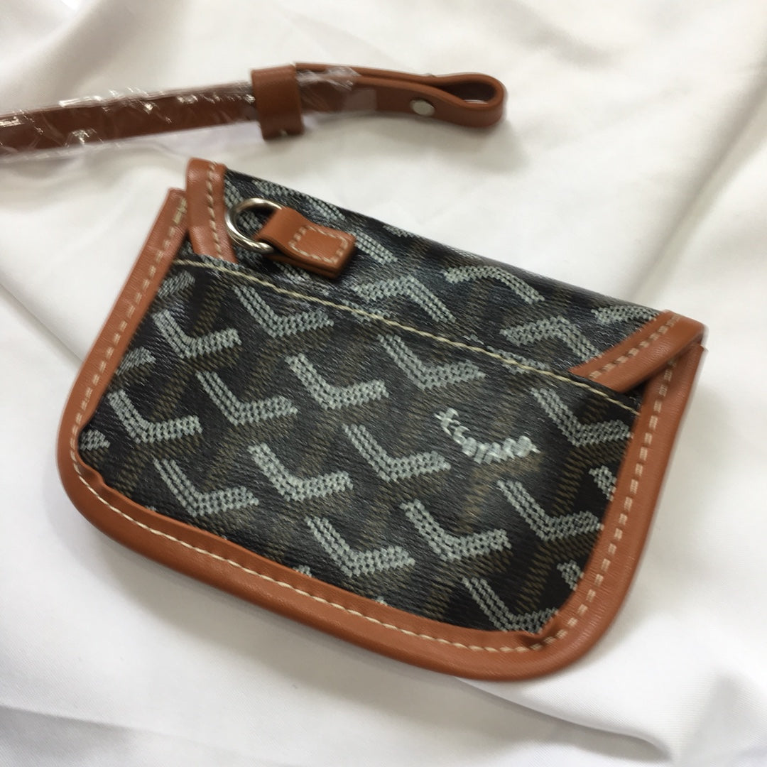Goyard Anjou Mini Bag 20cm Black And Tan Canvas