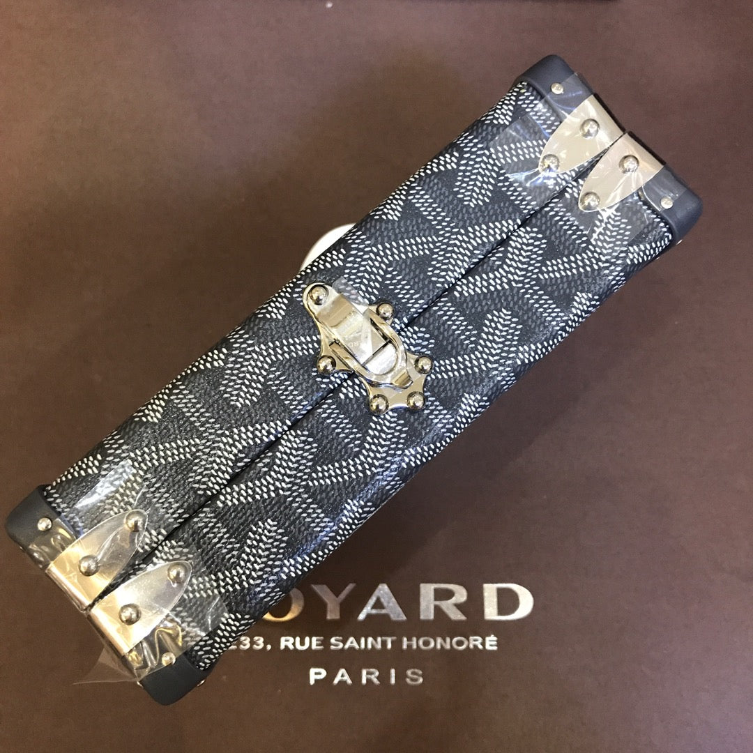 Goyard Minaudiere Trunk Bag 17Cm Grey Canvas