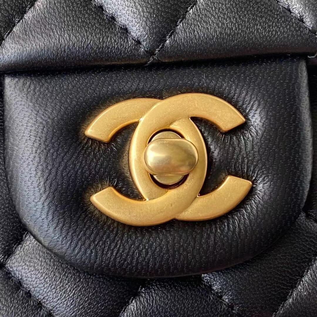 Chanel Mini Flap Bag With Top Handle Black 20Cm As2431