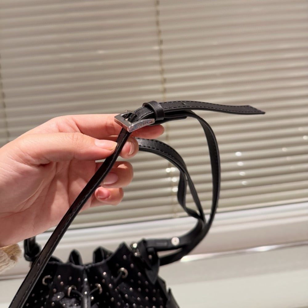 Prada Re Nylon Mini Bag With Studs Black 22Cm