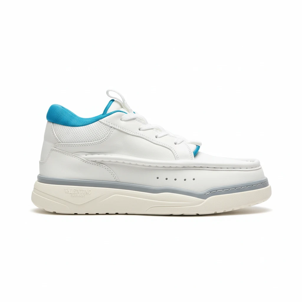 VALENTINO CALFSKIN LEATHER MID-TOP RUNBOOT SNEAKER
