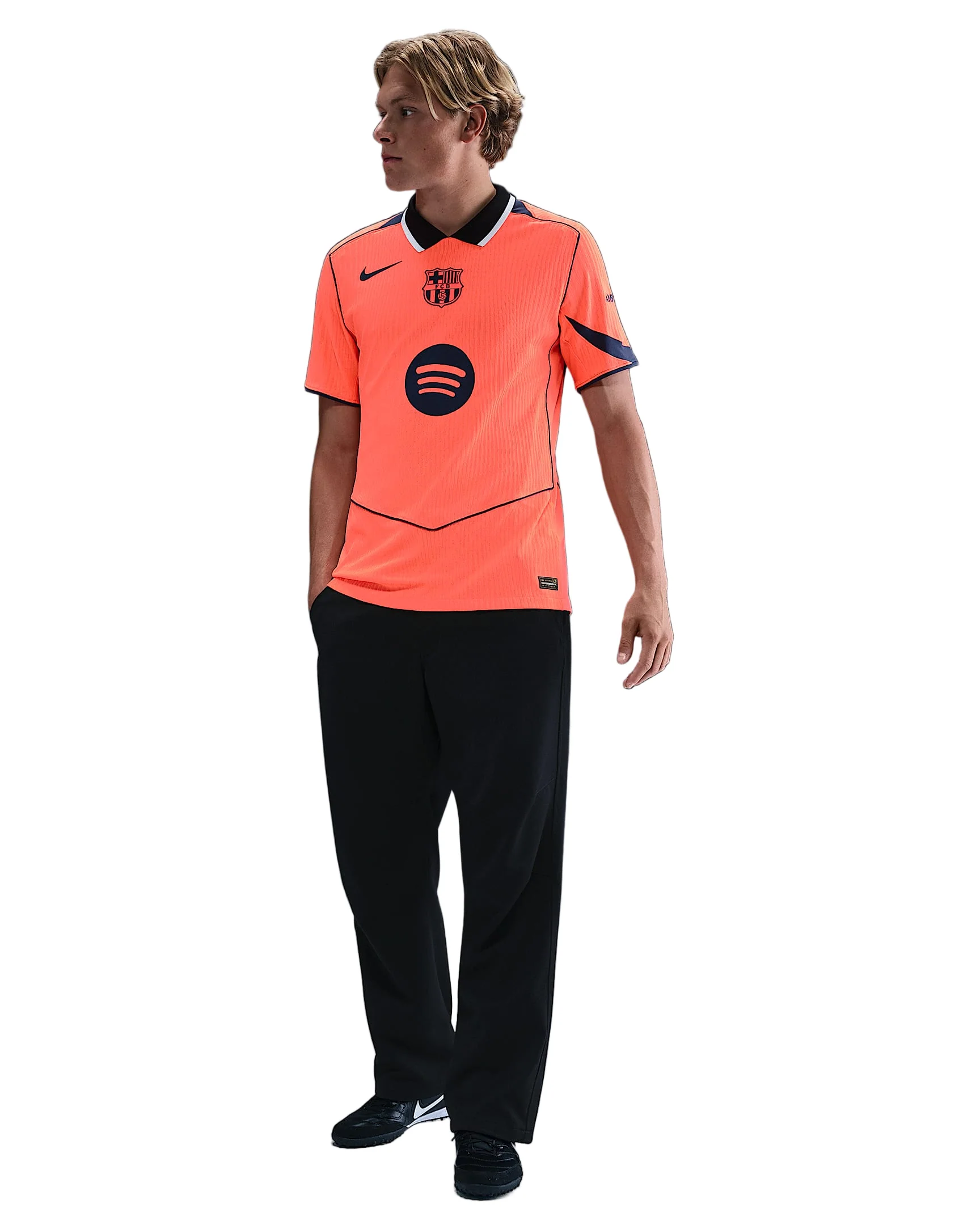 Nike Lewandowski FC Barcelona Third T90 Authentic Jersey 25/26 w/ Champions League Patches (Mango/Navy)
