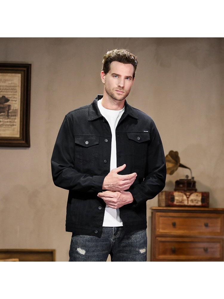 Solid Color Single Breasted Long Sleeve Men's Jackets