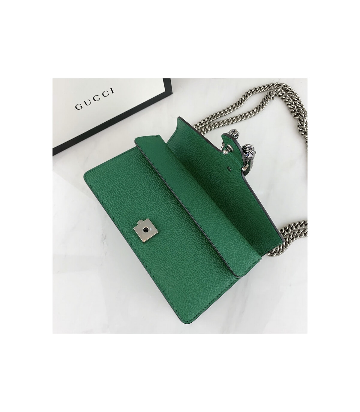Gucci Dionysus Small Shoulder Bag in Green Leather 25cm