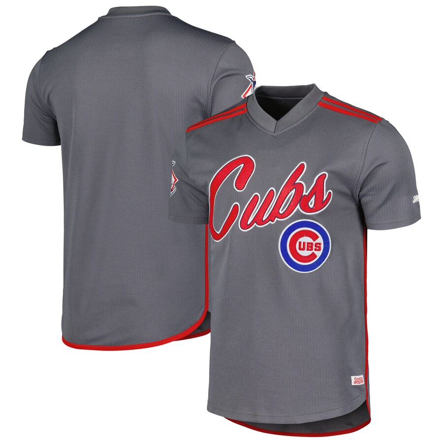 Chicago Cubs Stitches Team V-Neck Jersey Charcoal