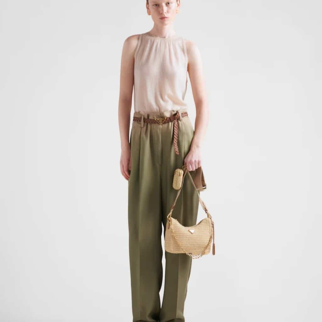 Prada Re Edition 2005 Crochet Bag Raffia Natural Tan 22CM 1BH204 2A2T F0018 V V9L