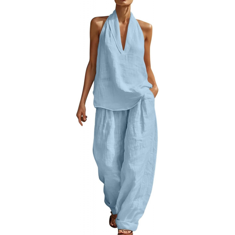 Two Piece Sets for Women Summer V Neck
