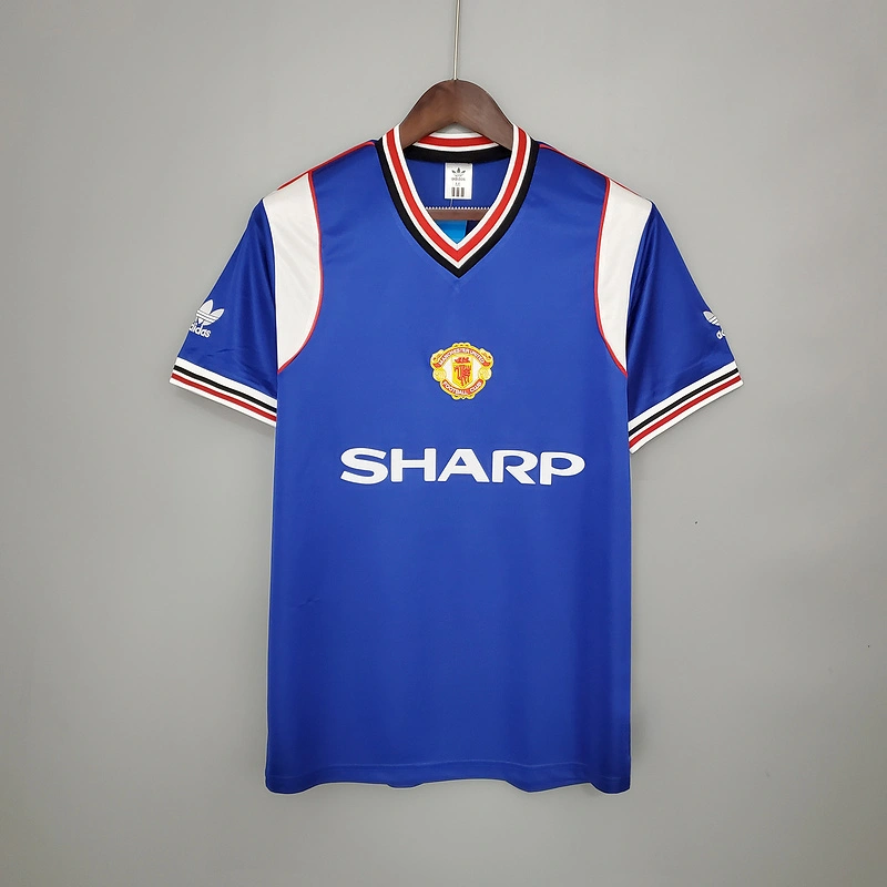 Retro Manchester United 1985-86 away blue  Football jersey retro