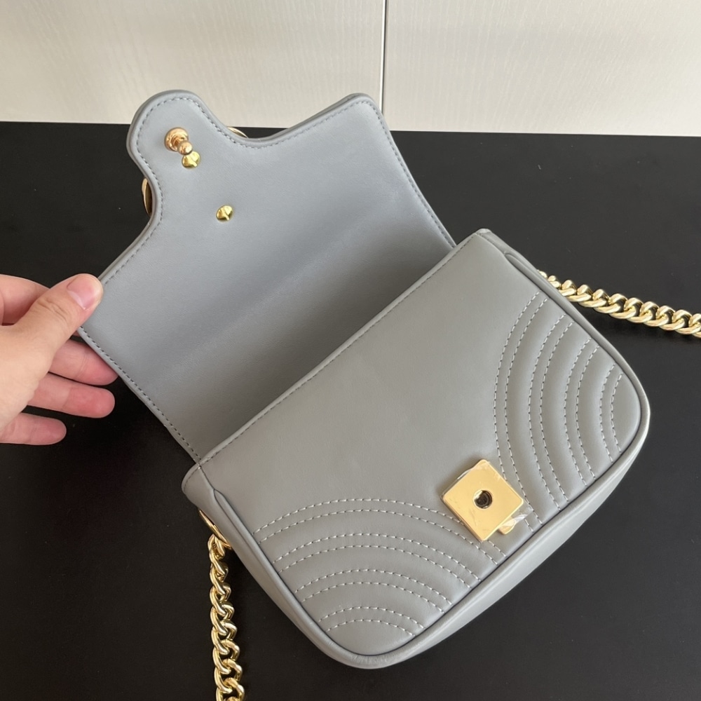 Gucci Gg Marmont Mini Shoulder Bag Grey 17cm