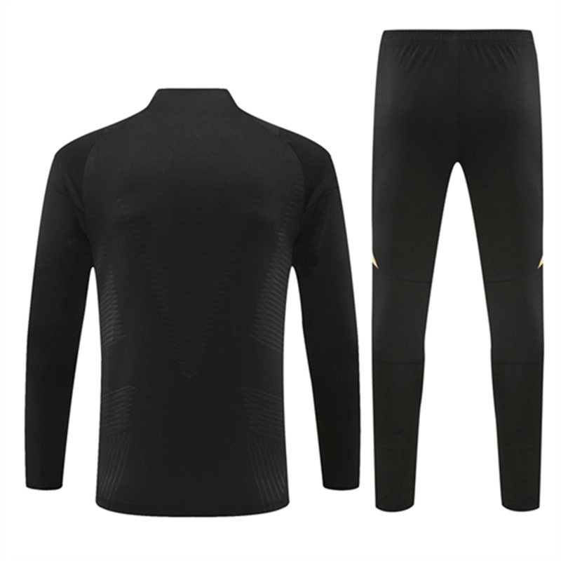 2024-25 Real Madrid Black and Gold Long Sleeve Training Suit