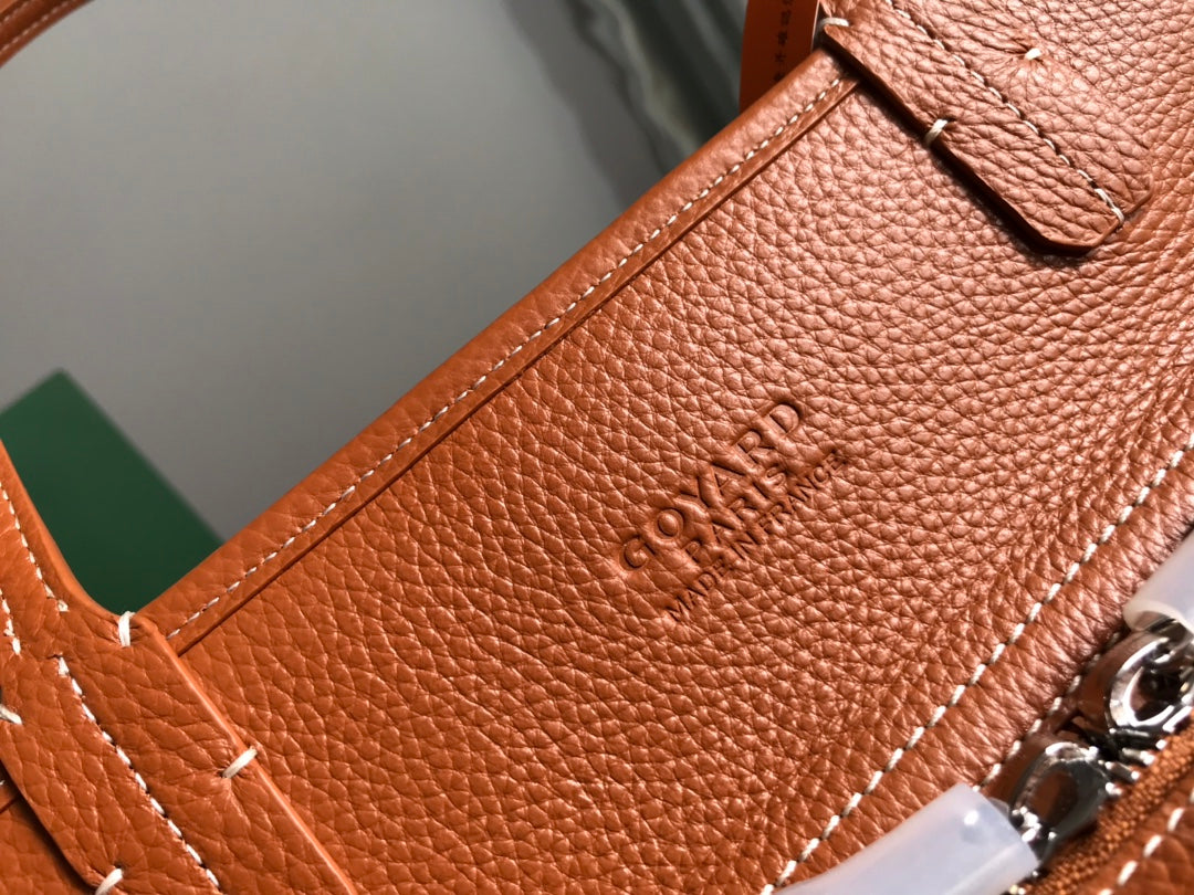 Goyard Hardy Pm Bag 40 Cm Black Goyardine Canvas And Tan Taurillon Leather Trim