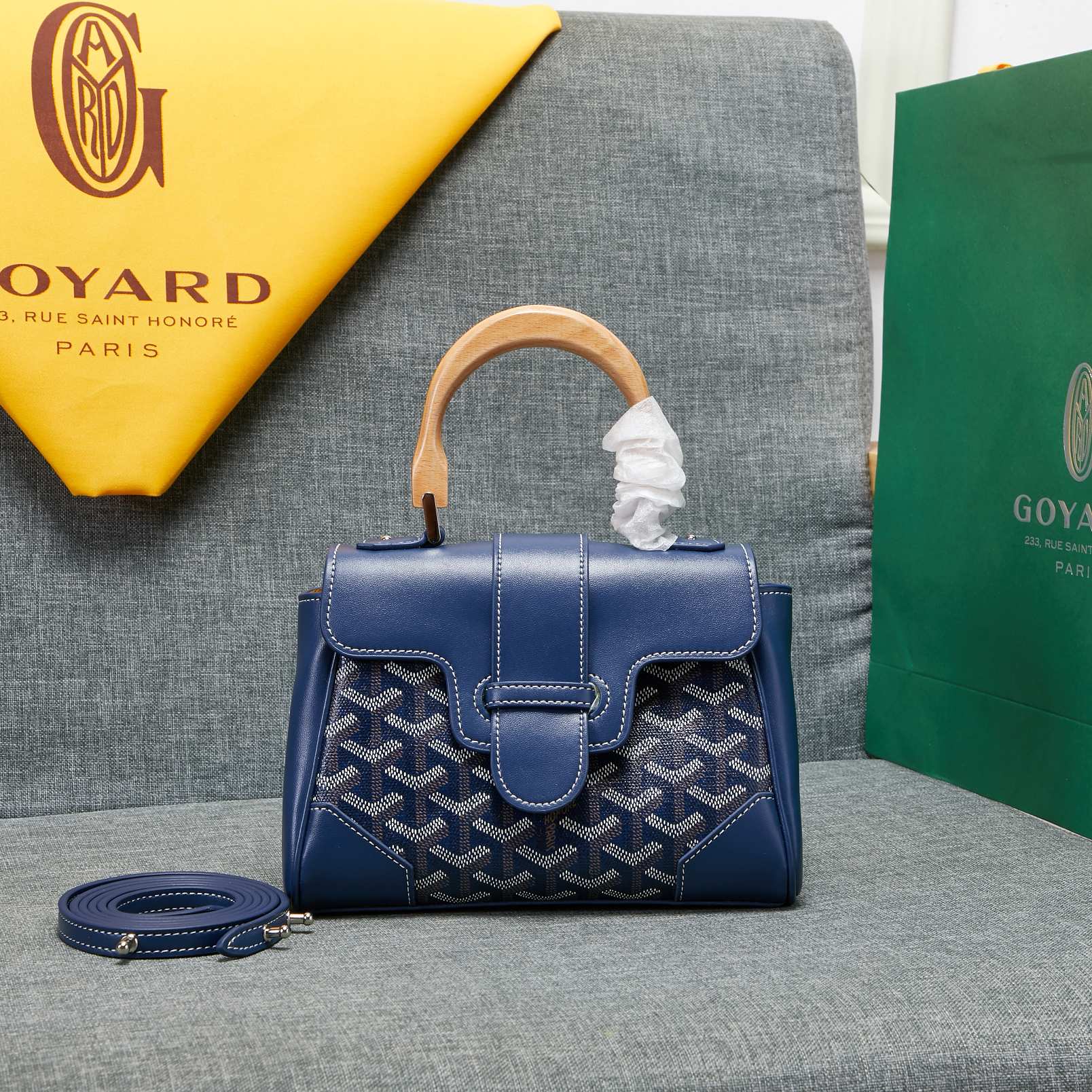 Goyard Saigon Souple Mini Bag Dark Blue Canvas 20cm