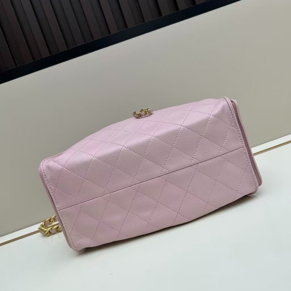 Chanel 25 Small Handbag Grained And Gold Tone Metal Light Pink 26cm AS5293 B20304 NAGEO