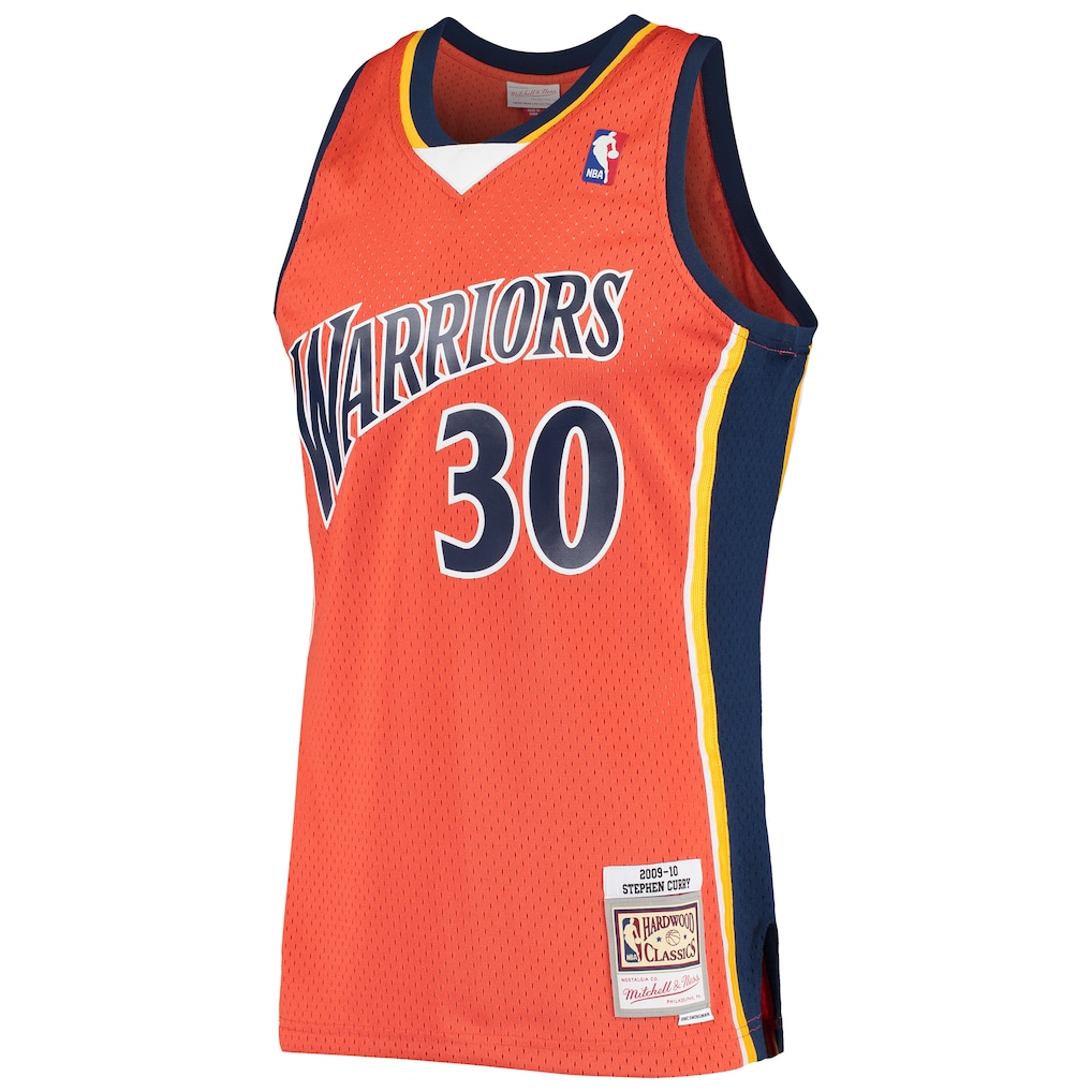 Men's Golden State Warriors Stephen Curry Mitchell & Ness Orange Hardwood Classics Swingman Jersey