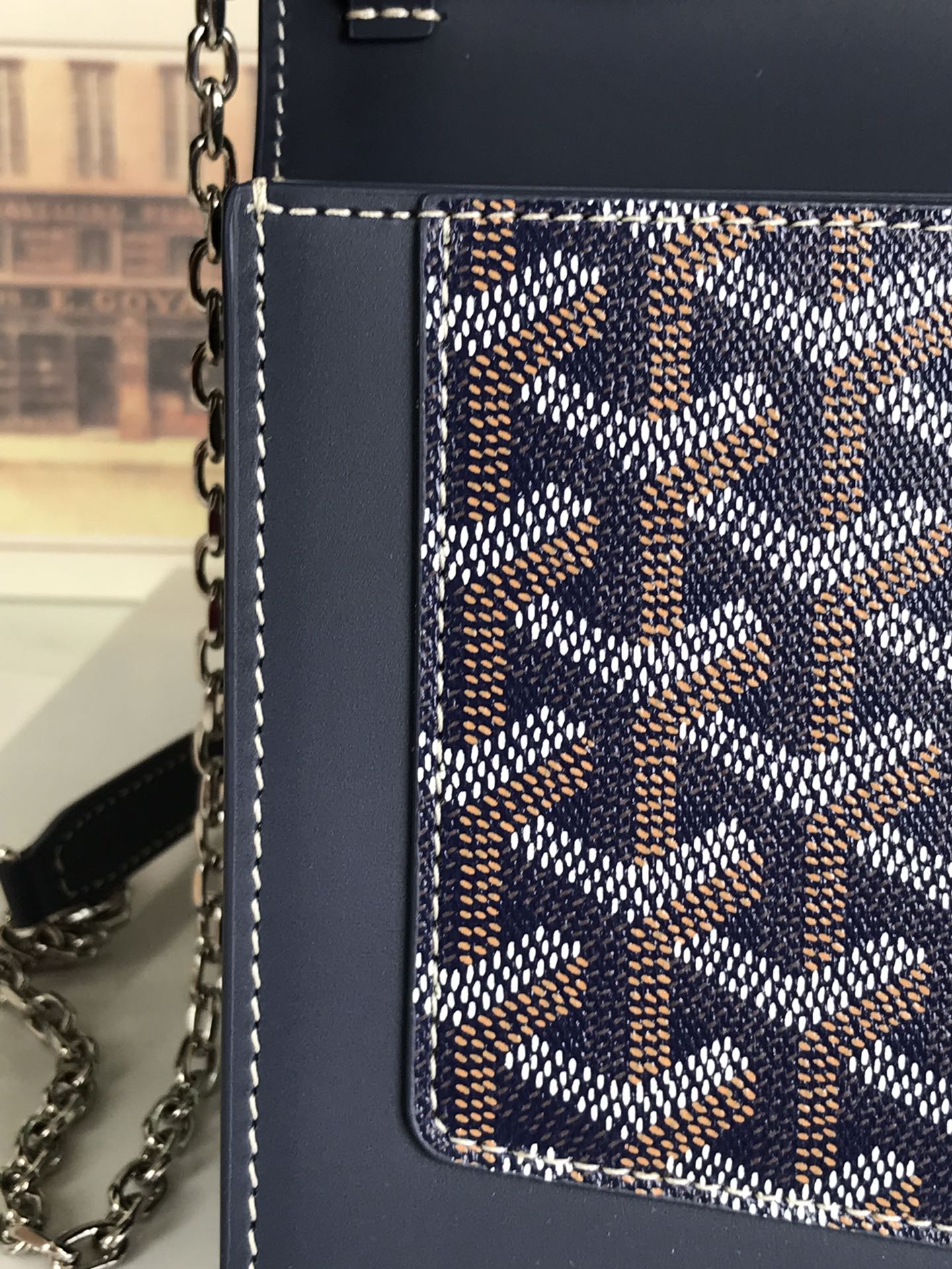 Goyard Duchesse Marie-Caroline Bag 25 Cm Navy Blue Goyardine Canvas And Smooth Calfskin