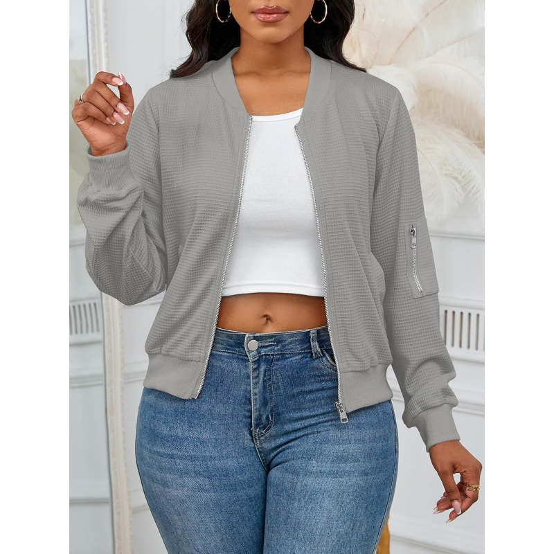 Women Casual Full Zip Up Comfy Loose Long