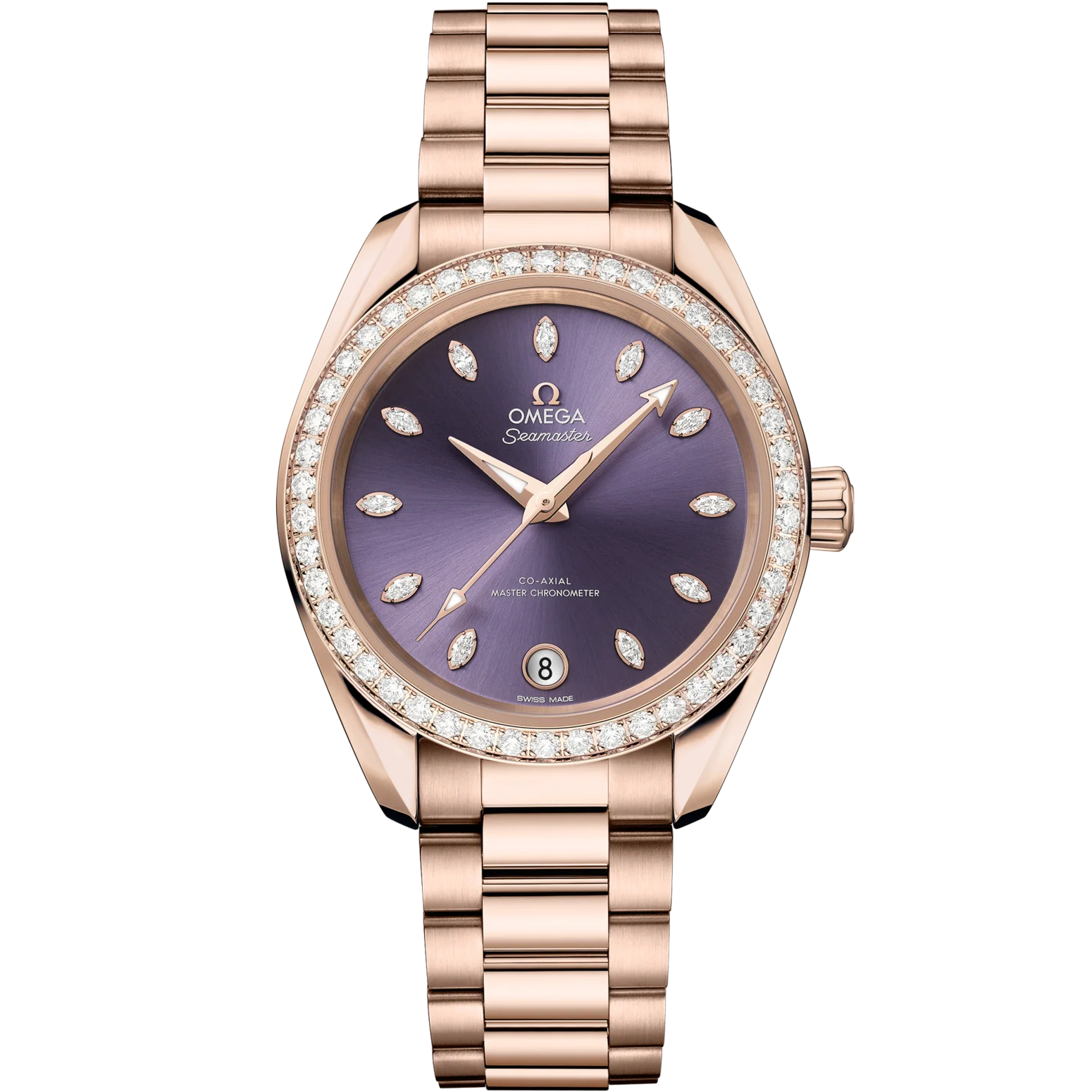 Omega Seamaster Aqua Terra Shades 34 mm Lavender Dial with Diamonds Sedna™ 18k Rose Gold Bracelet 220.55.34.20.60.001