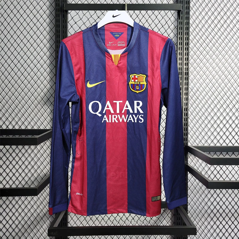 Retro Player 2014-15 Barcelona Home Long sleeves Football jersey retro