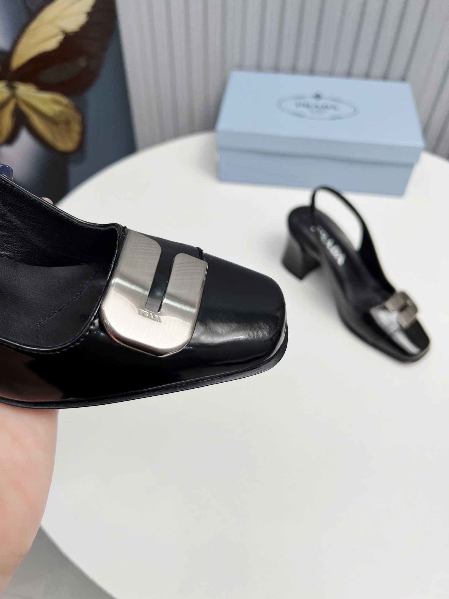Prada Leather Slingback Pumps Black