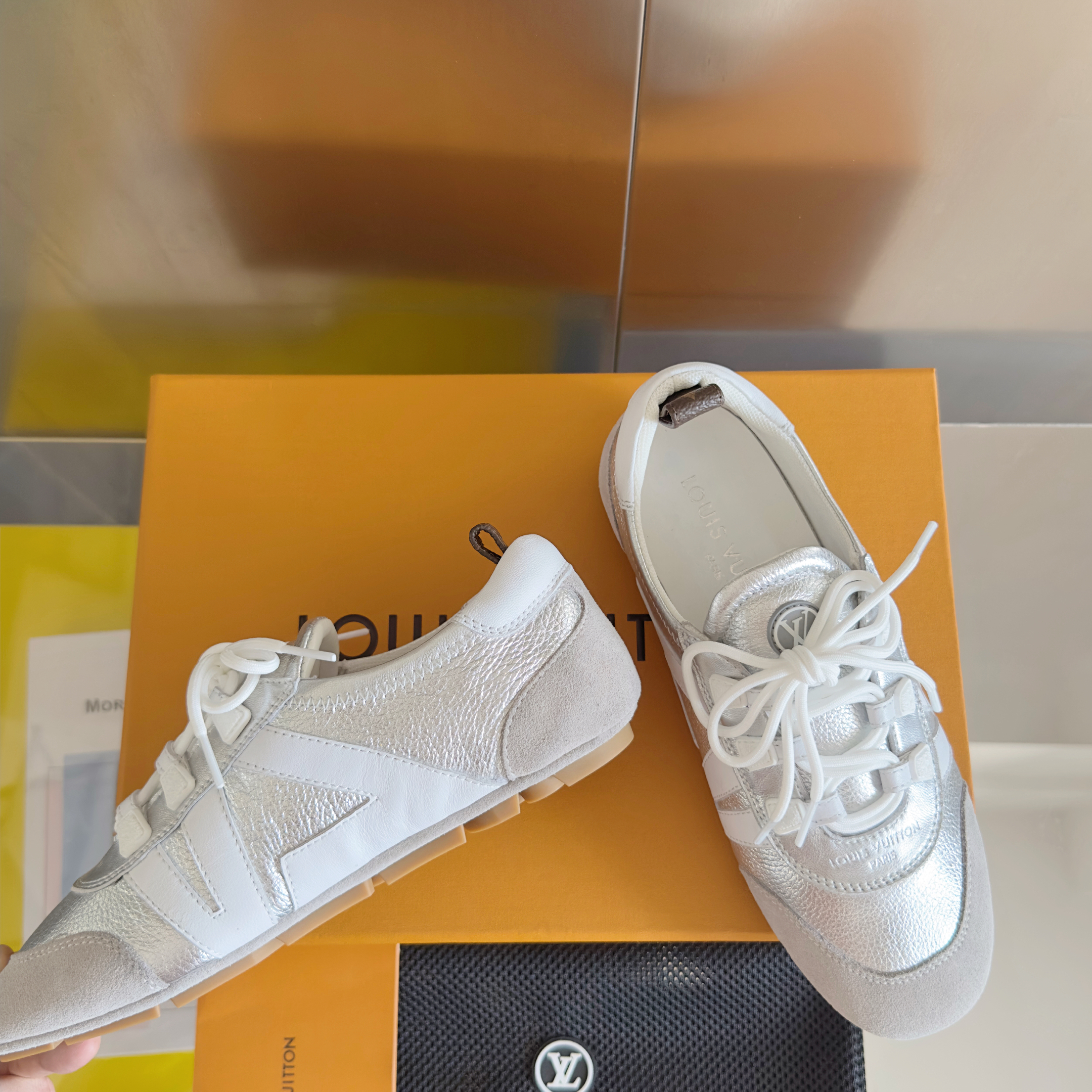 Louis Vuitton Sneakerina Silver White – Women’s Slim Sneakers
