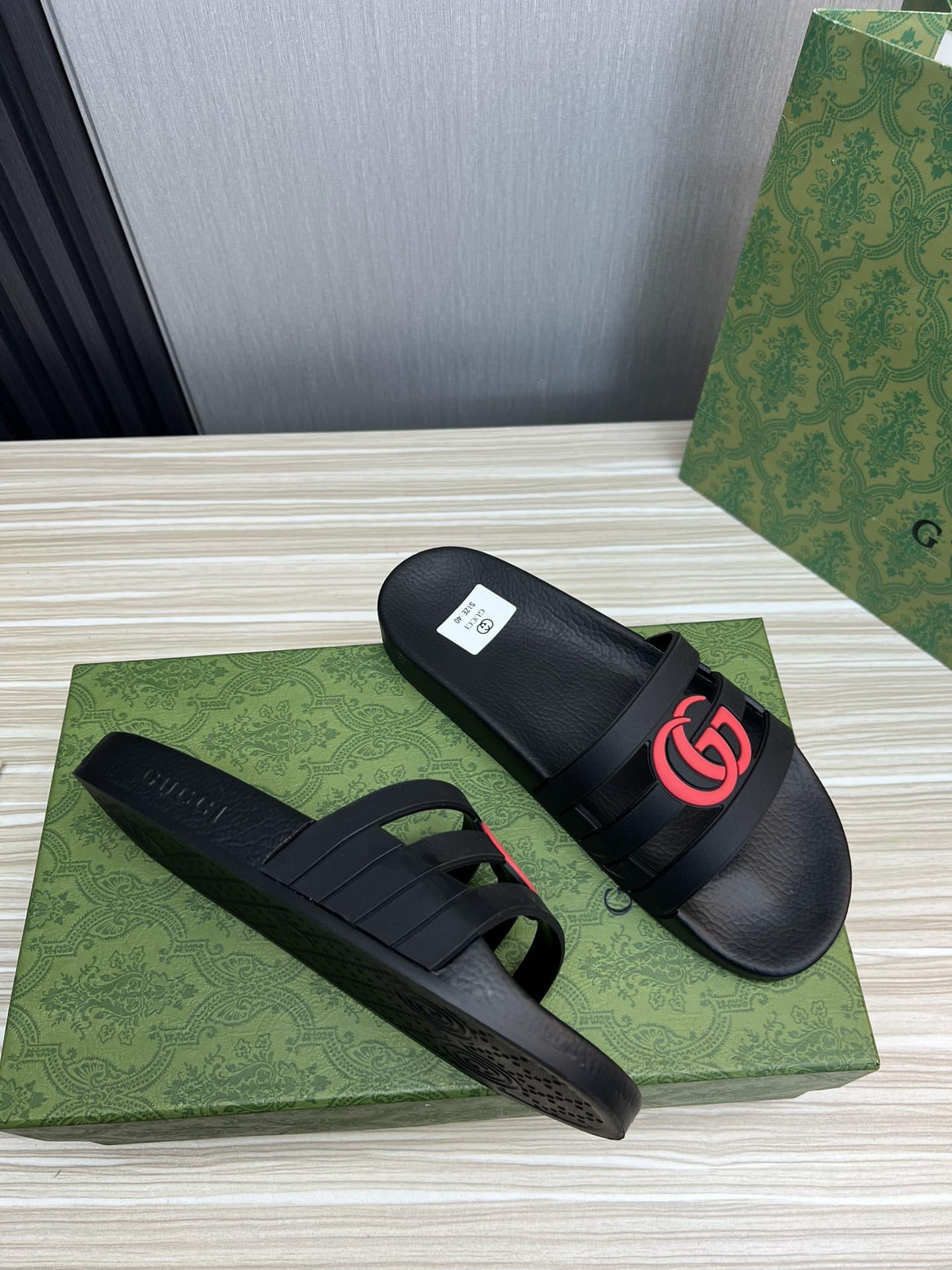Gucci Slippers Sandals Mules Summer With Gg Logo Red