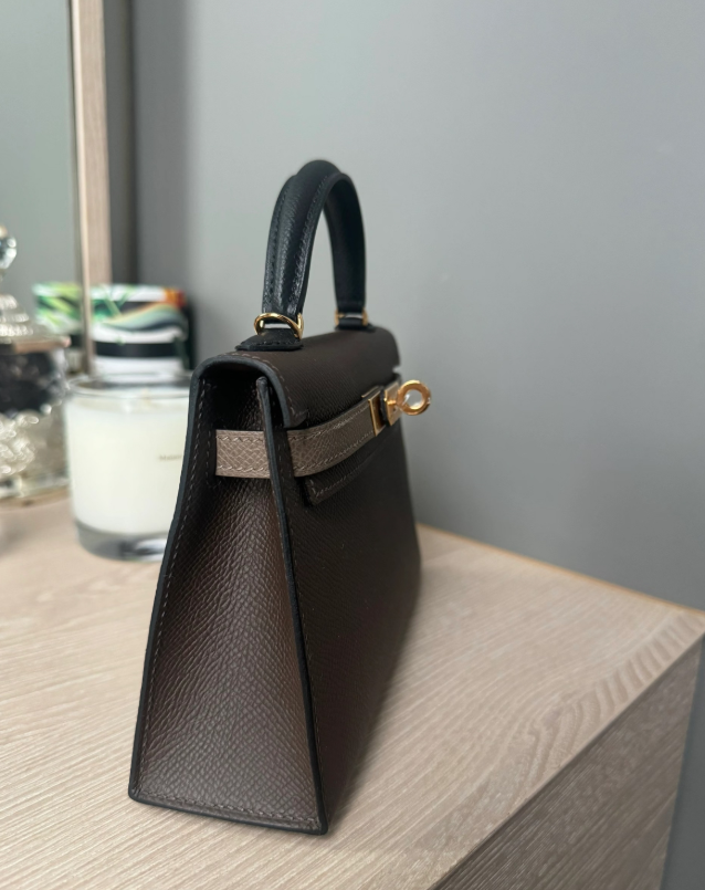 Hermès Kelly mini 2 19cm EPSOM ebony gold buckle custom