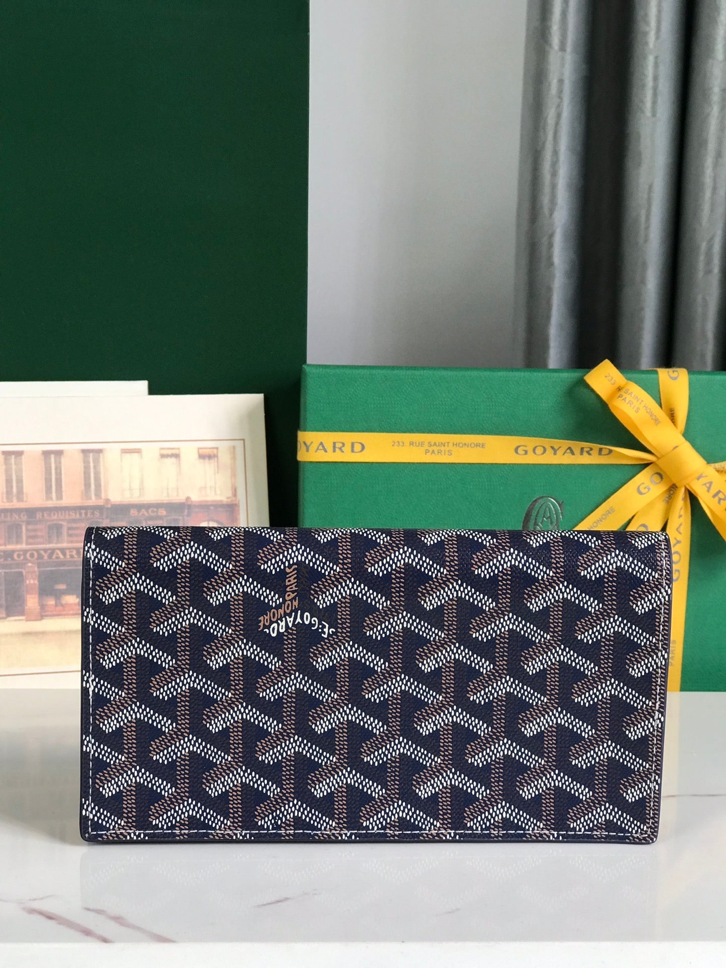 Goyard Richelieu Wallet 19 Cm Navy Blue Goyardine Canvas