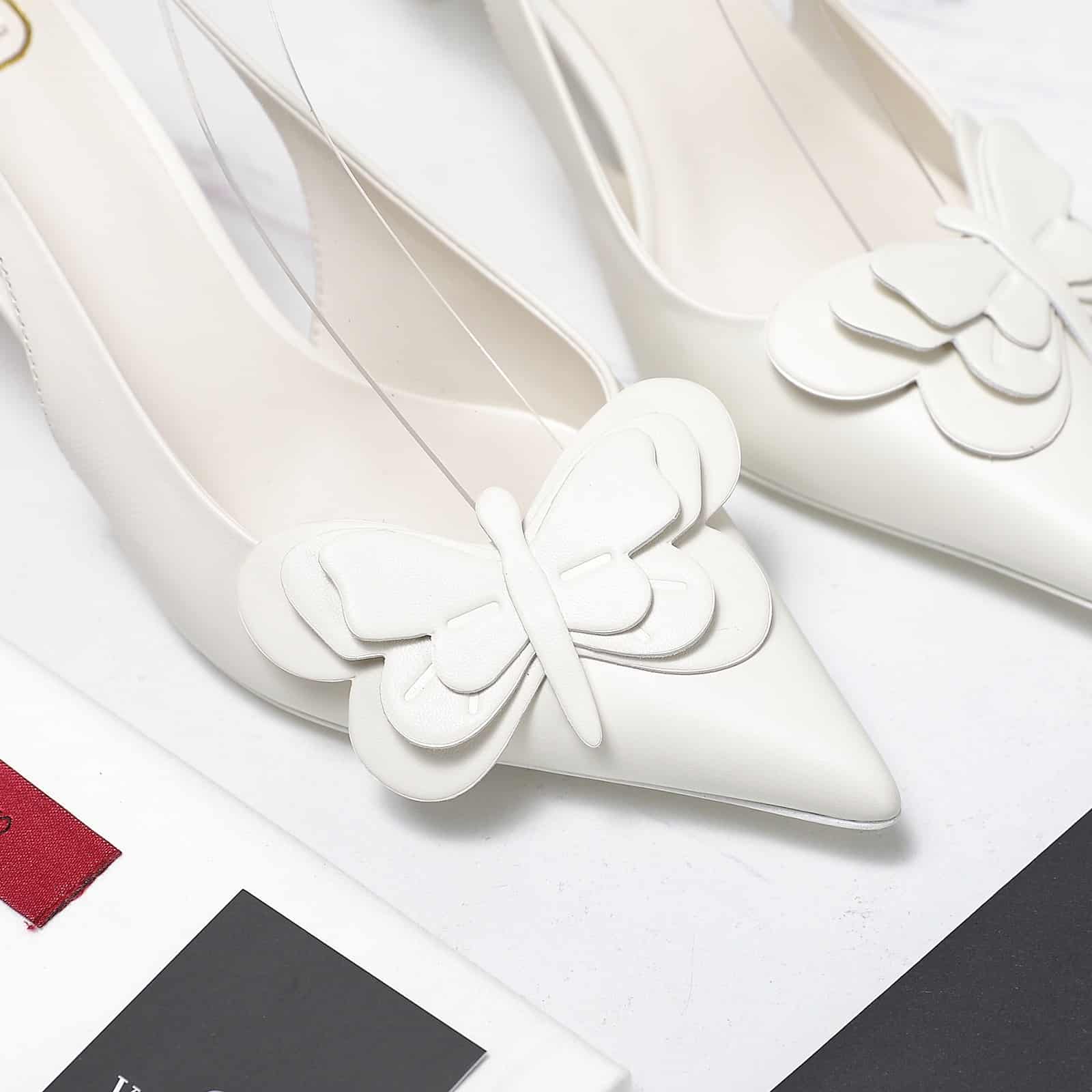 Valentino Garavani Papier Phalène Slingback Pumps White