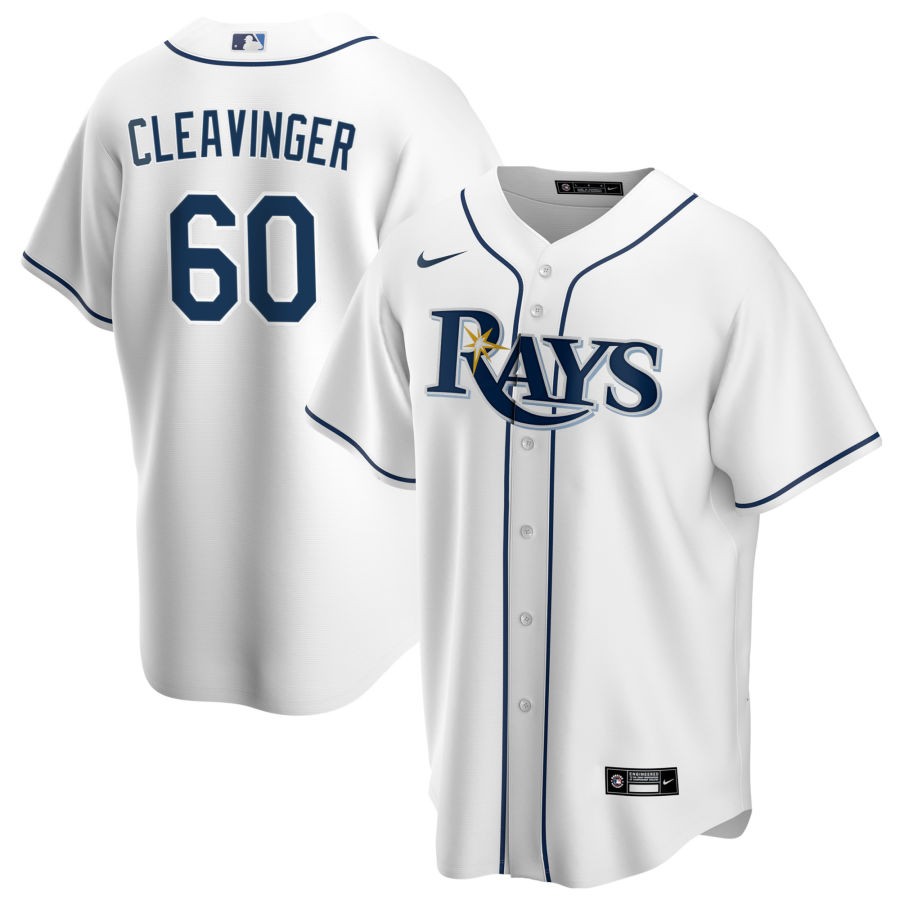Men's Tampa Bay Rays Nike White Home Replica  Jersey-Garrett Cleavinger