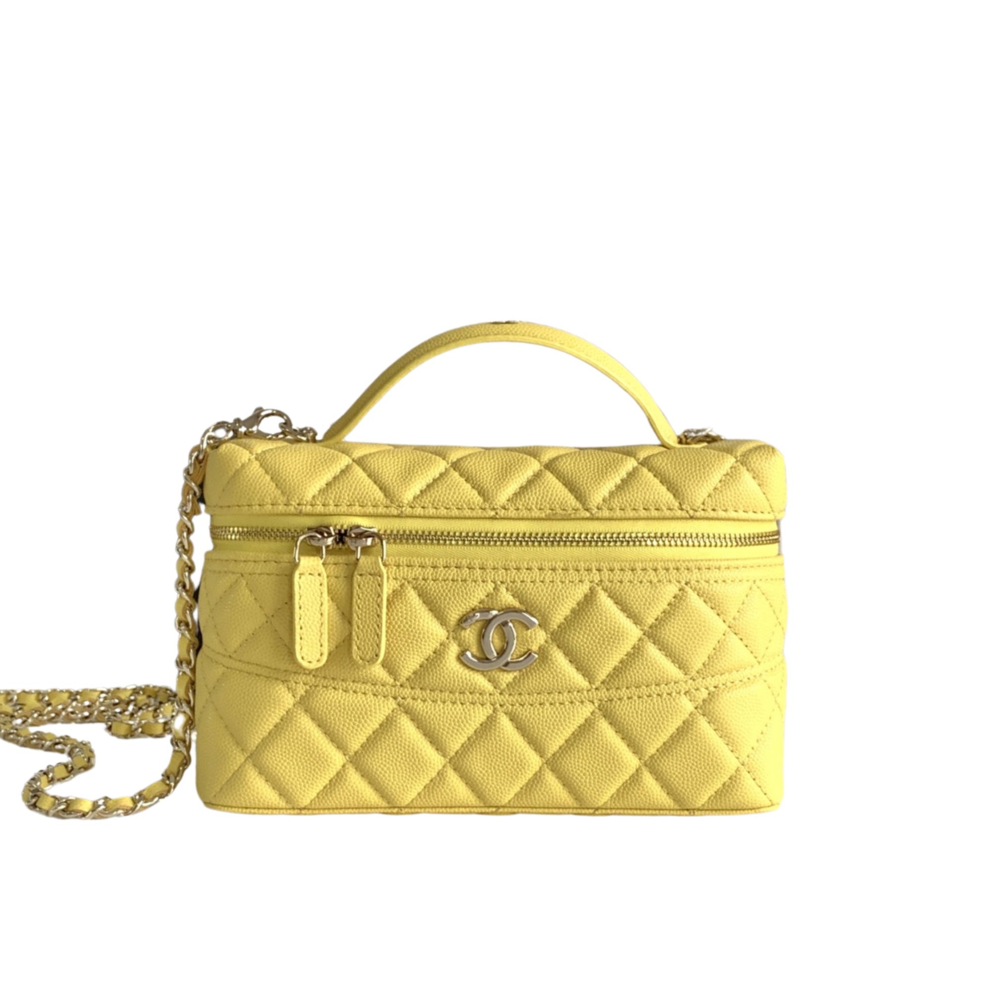 Chanel 25C Vanity Case Yellow 20cm