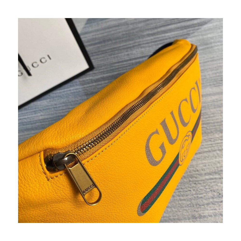 Gucci Print Leather Belt Bag Yellow