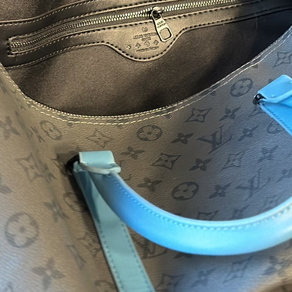 Louis Vuitton Keepall Bandoulière 45 Monogram Eclipse Reverse Coated Canvas Turquoise 45cm M11481
