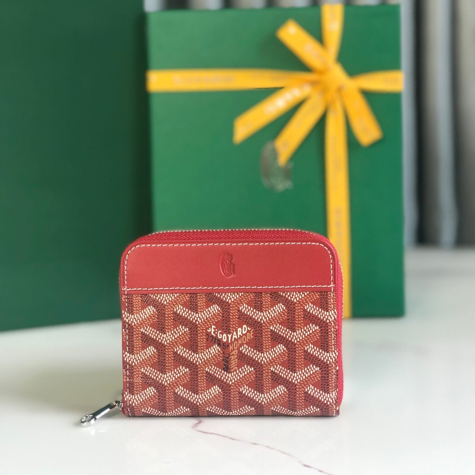 Goyard Matignon Mini Wallet 11cm Classic Red Goyardine Canvas And Calfskin