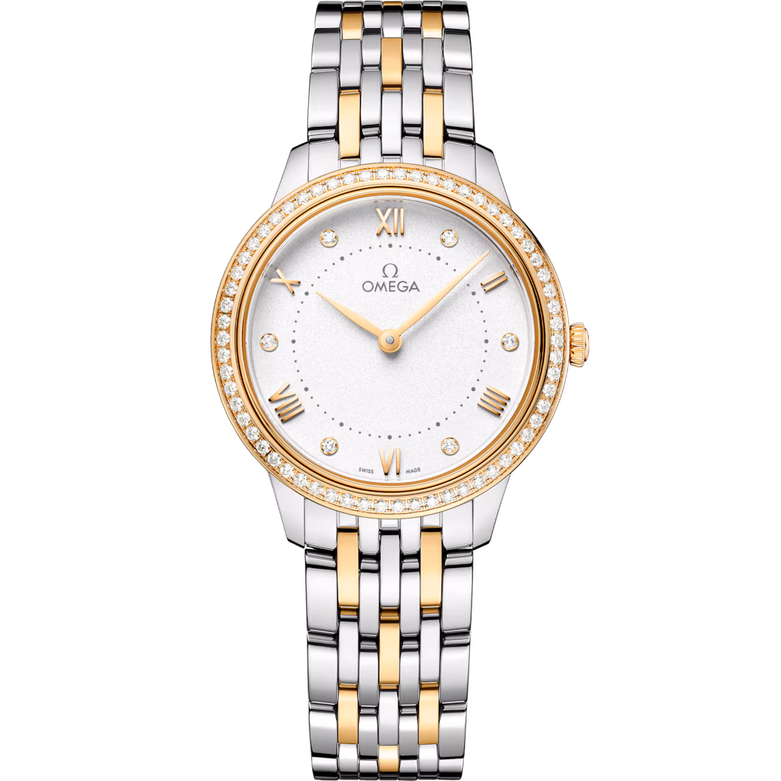 Omega De Ville Prestige, Stainless Steel, 18k Yellow Gold and Diamond-set, 30mm Quartz 434.25.30.60.52.002