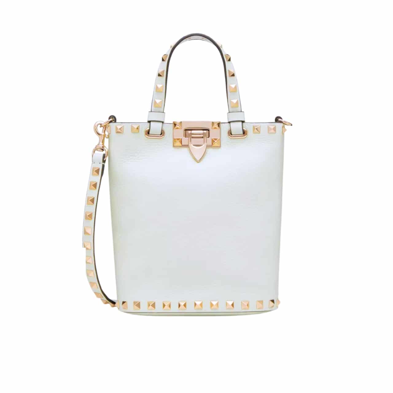 Valentino Rockstud Crossbody Pouch In Grainy Calfskin White 16Cm