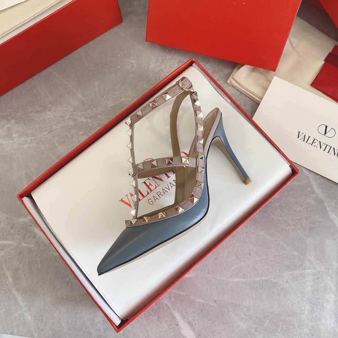 Valentino Patent Rockstud Caged Pump 100Mm Blue