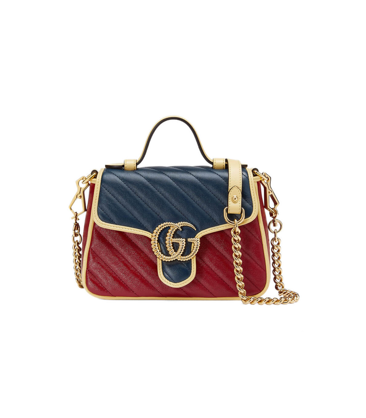 Gucci GG Marmont Mini Bag Blue and Red Leather