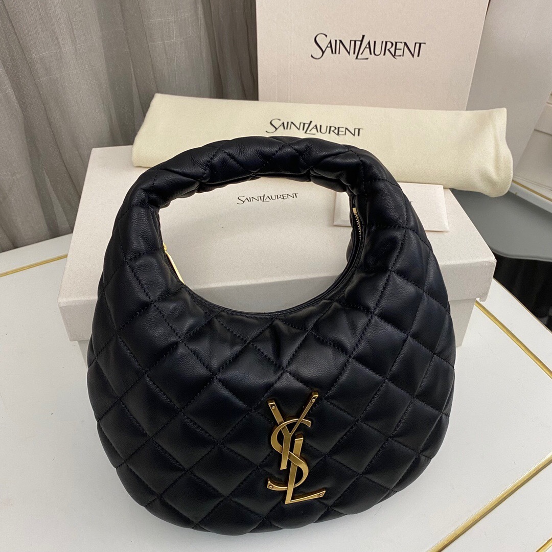Saint Laurent Icarino Icare Mini Black Lambskin Hobo Bag 22cm/8.7 in