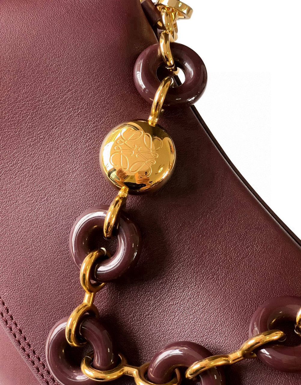 LOEWE Burgundy Medium Leather Ola Shoulder Bag