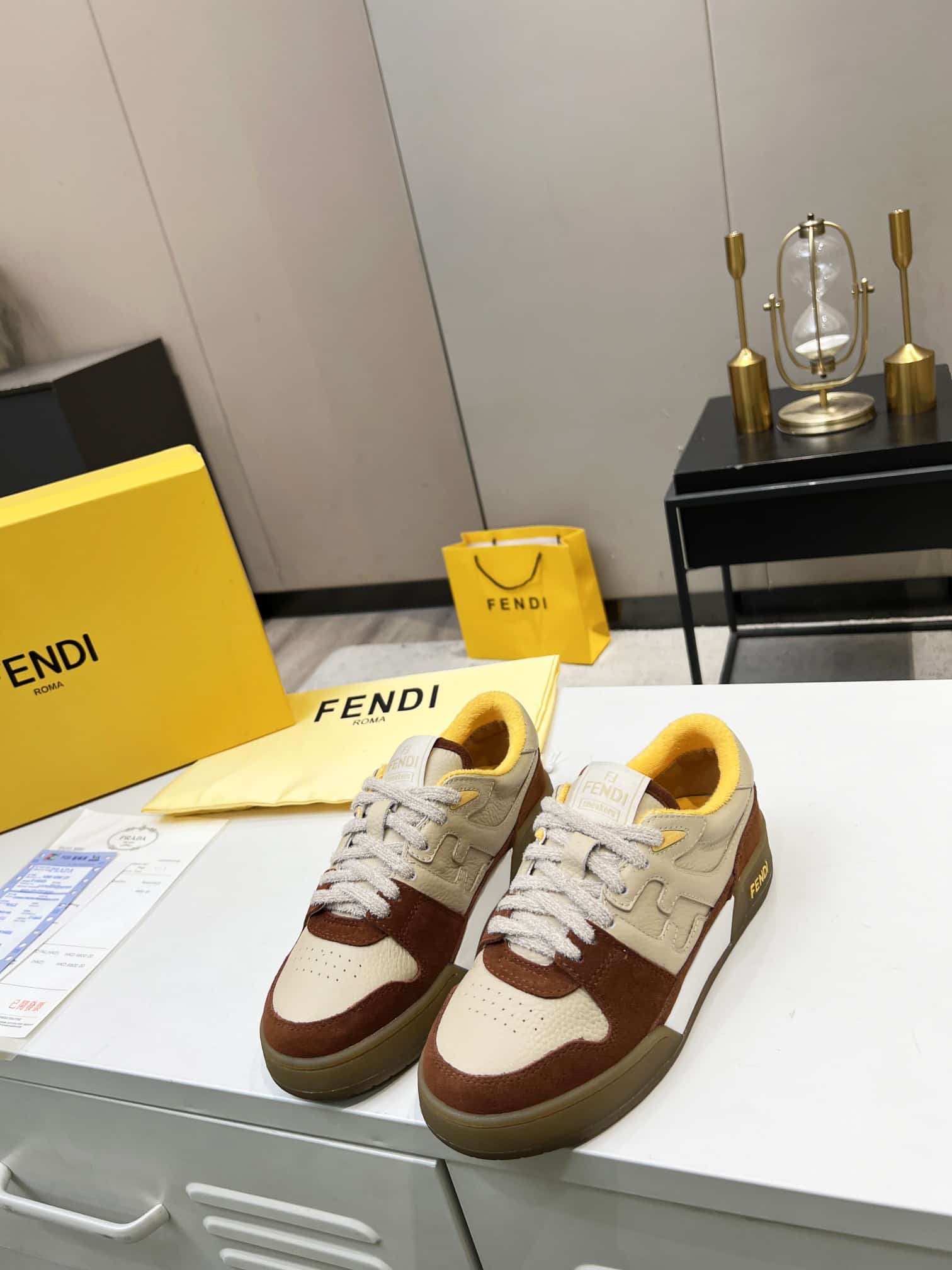 Fendi Match Suede Low-Tops Beige 8E8252Ahh2F1Fhu